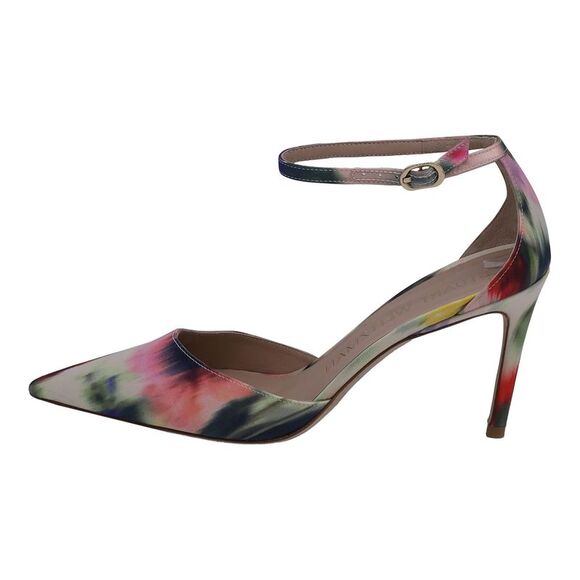 Stuart Weitzman Stuart 85 Strap Pumps Watercolor in Multicolor Satin